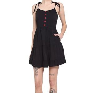 Hot Topic Heart Button Tie-Strap Tiered Dress